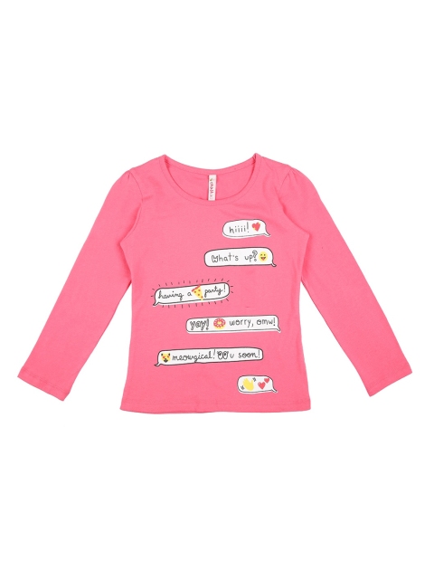 

CHALK by Pantaloons Girls Pink & White Printed Round Neck T-shirt