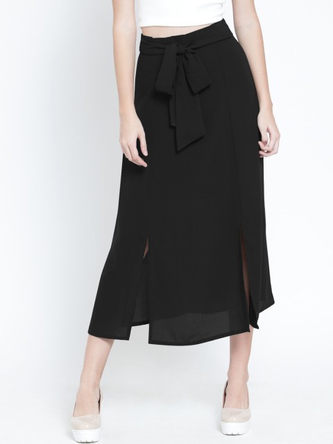 

Martini Women Black Solid A-Line Midi Skirt
