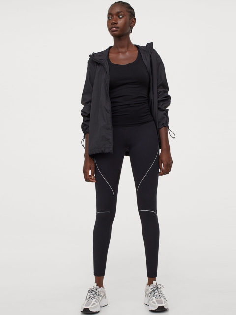 

H&M Women Black Patterned Running Tights