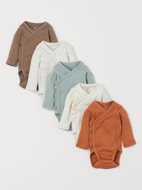 

H&M Infant Kids Multicoloured 5-Pack Wrapover Bodysuits, Multi