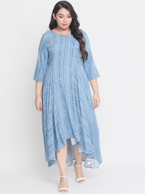 

Amydus Women Blue Printed A-Line Dress