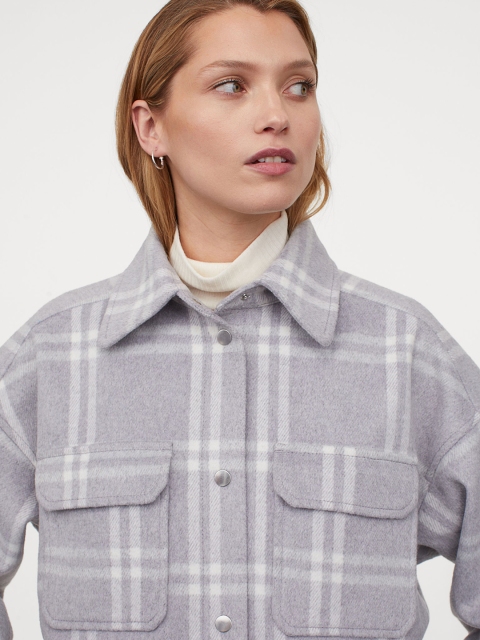 

H&M Women Grey Felted Shacket