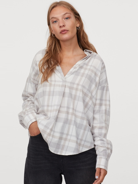 

H&M Cotton flannel blouse, White