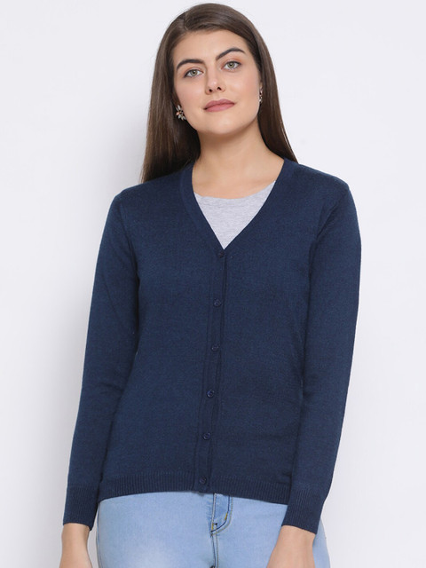 

Monte Carlo Women Navy Blue Solid Cardigan Sweater
