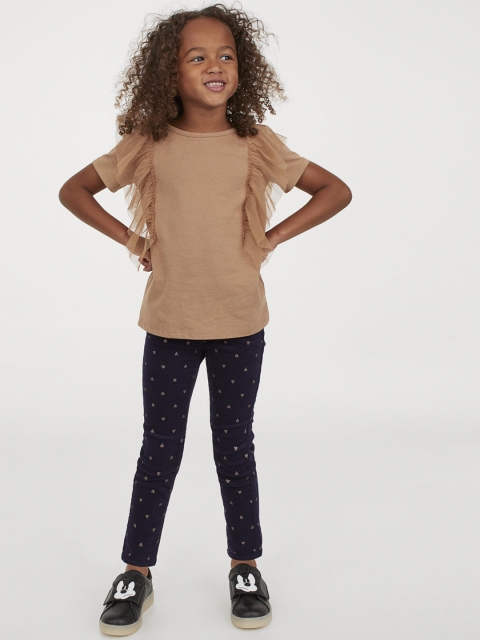 

H&M Girls Navy Blue Heart Print Skinny Fit Treggings