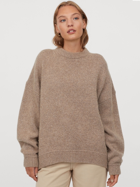 

H&M Women Beige Solid Wool-Blend Jumper