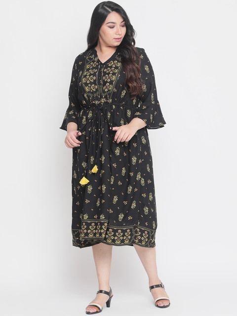 

Amydus Women Black Printed A-Line Dress