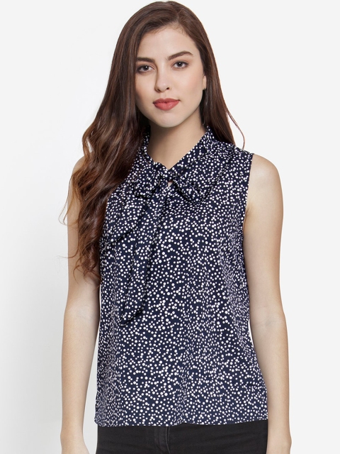 

Martini Women Navy Blue & White Printed A-Line Top