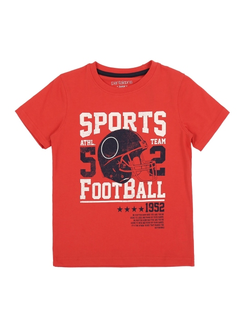 

CHALK by Pantaloons Boys Red White Printed Round Neck Pure Cotton T-shirt