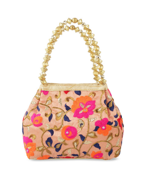 

Mochi Pink & Beige Printed Handheld Bag