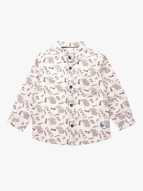

ZERO THREE Boys Pink & Black Regular Fit Printed Casual Shirt