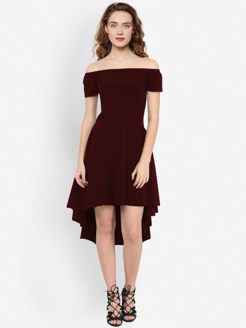

Martini Women Maroon Solid Fit and Flare Dress