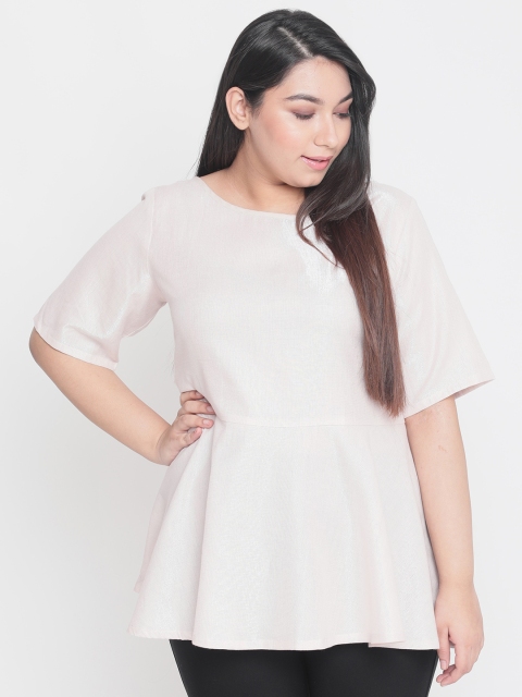 

Amydus Women Peach-Coloured Solid Peplum Top
