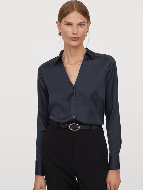 

H&M V-neck blouse, Turquoise blue