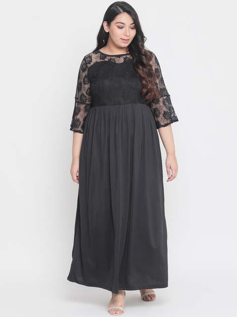 

Amydus Women Black Self Design Maxi Dress