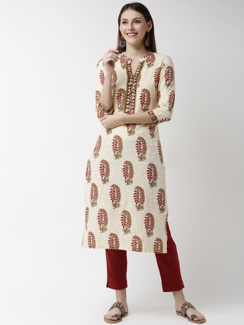

Soch Women Yellow & Red Yoke Design Straight Kurta