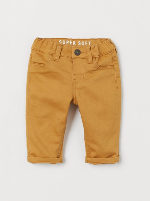 

H&M Boys Yellow Solid Soft Twill Trousers