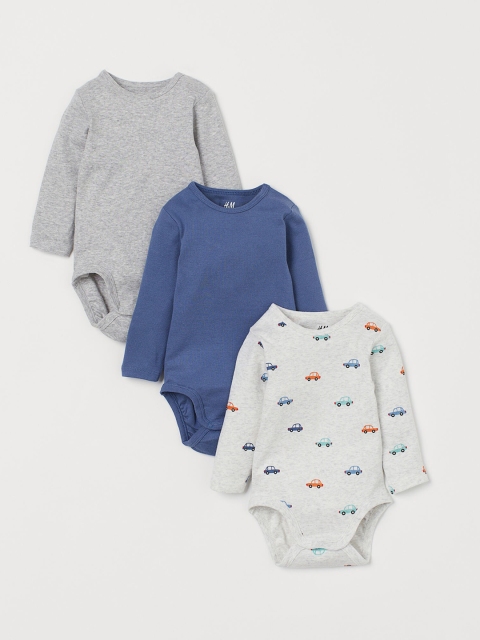 

H&M Girls Multicoloured 3-Pack Cotton Bodysuits, Multi