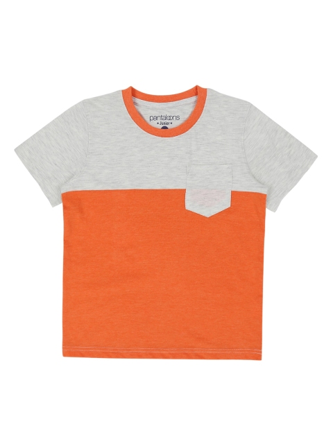 

CHALK by Pantaloons Boys Orange & Grey Colourblocked Round Neck T-shirt