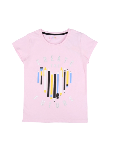 

POPPERS by Pantaloons Girls Pink & Yellow Print T-shirt