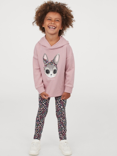 

H&M Girls 2-Piece Printed Sweatshirt with Leggings, Pink