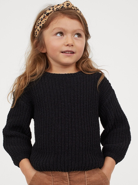

H&M Girls Black Knitted Chenille Jumper