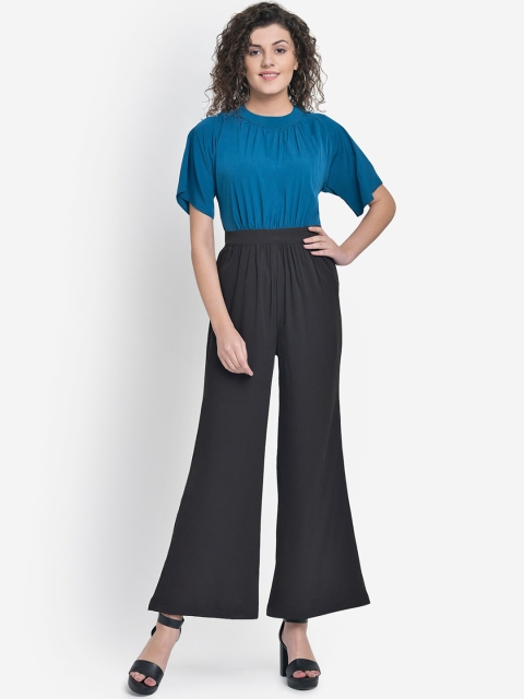 

Martini Women Blue & Black Colourblocked Basic Jumpsuit