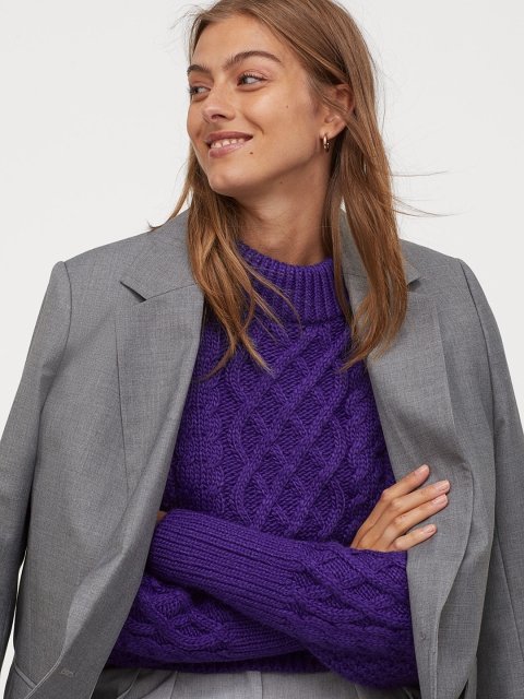 

H&M Women Purple Cable Knit Jumper