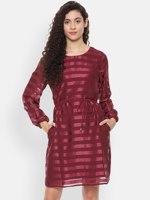 

Allen Solly Women Maroon Striped A-Line Dress
