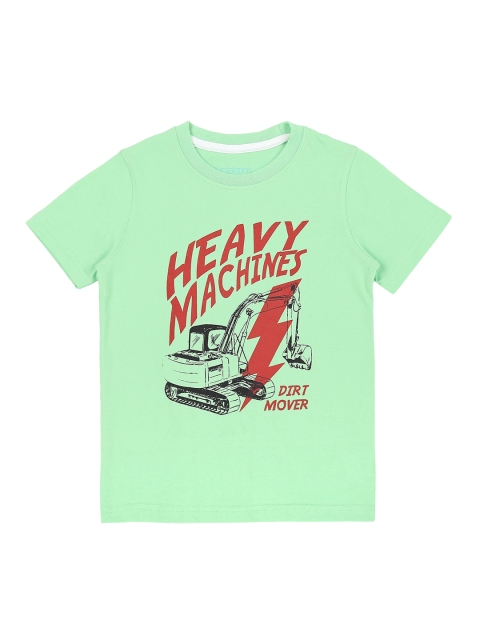 

CHALK by Pantaloons Boys Green Printed Round Neck Pure Cotton T-shirt