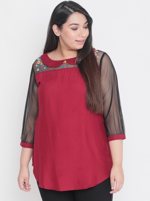 

Amydus Women Maroon Embroidered Top