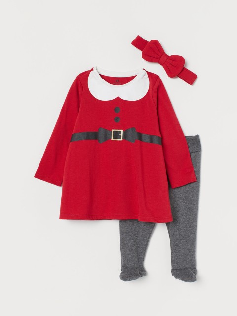 

H&M Girls Red & Grey 3-Piece Cotton Set