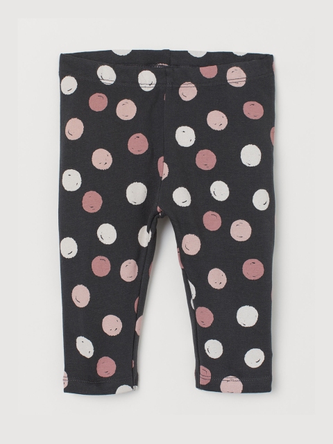 

H&M Girls Printed Leggings With Brushed Inside, Grey