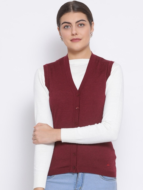 

Monte Carlo Women Maroon Solid Cardigan Sweater