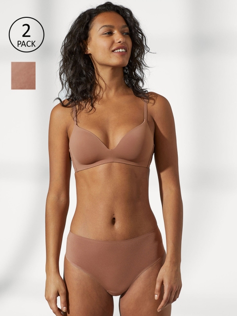 

H&M Women Brown 2-pack Brazilian Briefs 0884102002
