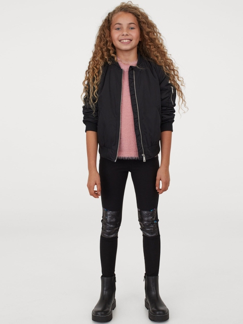 

H&M Girls Black & Green Embellished Treggings