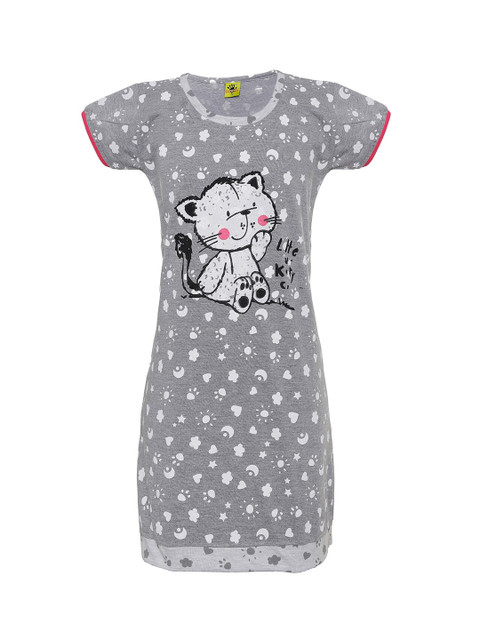 

Punkster Girls Grey & White Printed Nightdress