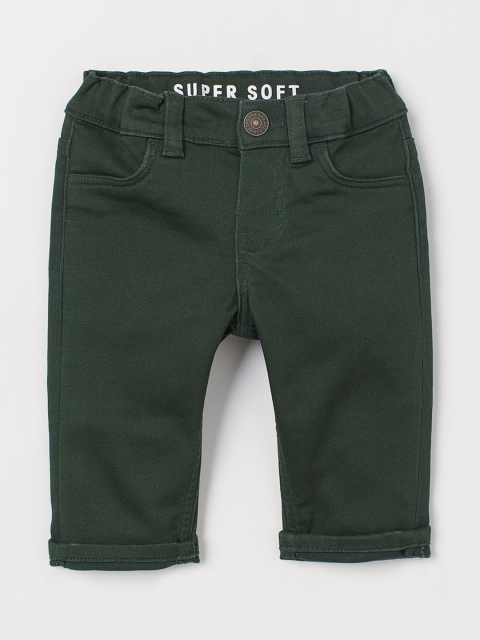 

H&M Boys Green Solid Soft Twill Trousers