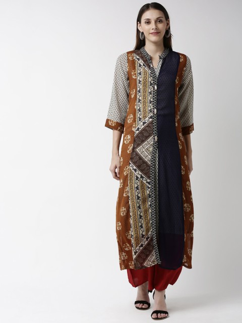 

Soch Women Multicoloured Printed Straight Kurta With Longline Jacket, Multi