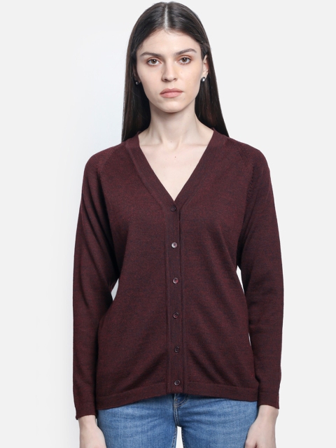 

Monte Carlo Women Maroon Solid Cardigan Sweater