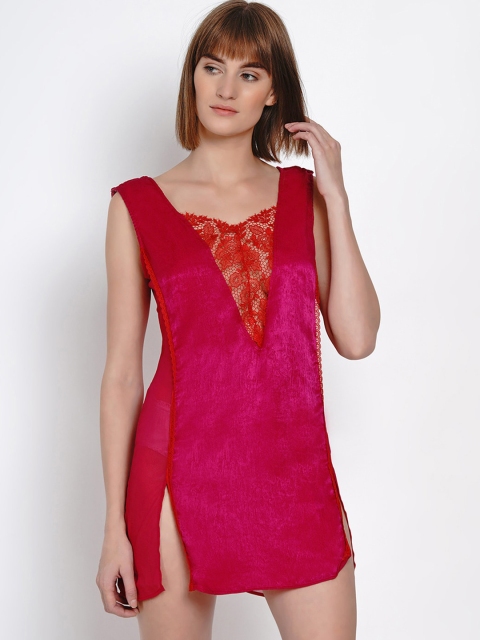 

EROTISSCH Magenta Pink & Red Lace & Satin Baby Doll AINW-66B