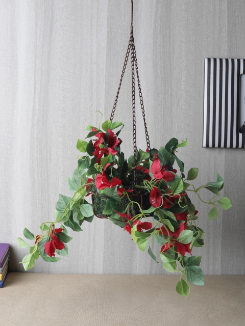 

OddCroft Green & Red Artificial Bougainvillea Plant In Hanging Basket