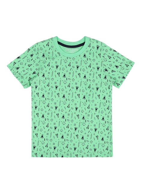 

CHALK by Pantaloons Boys Green Black Printed Round Neck Pure Cotton T-shirt