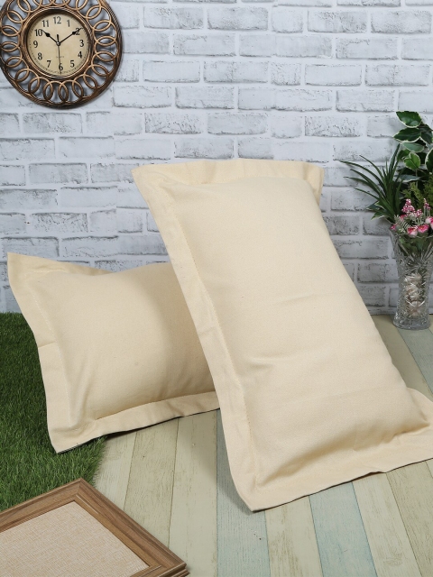 

Soumya Set Of 2 Cream-Colour Solid Pillow Covers