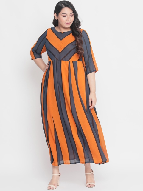 

Amydus Women Yellow & Grey Striped Maxi Dress