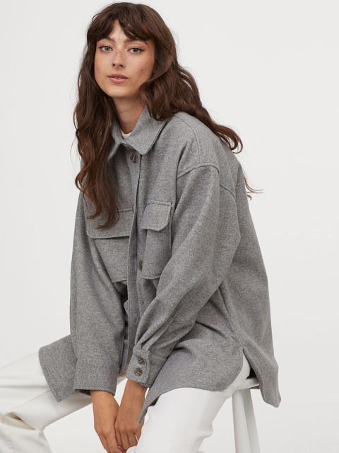 

H&M Women Grey Jersey Shacket