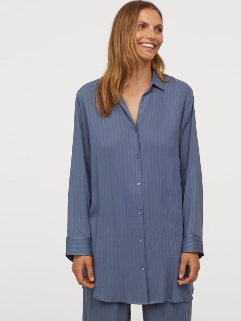 

H&M Women Blue Solid Sleep Shirt