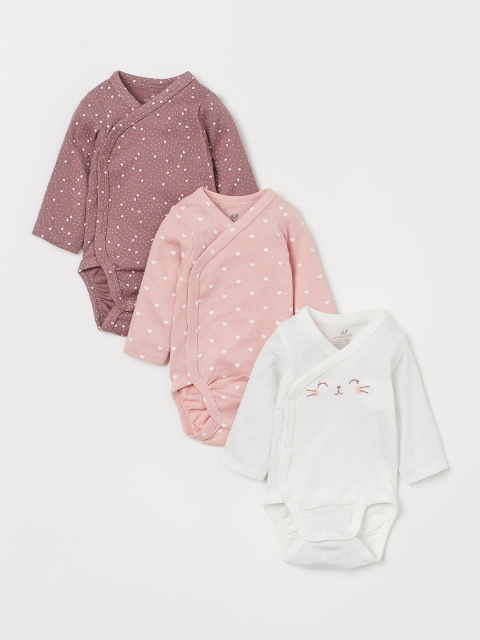 

H&M Kids 3-Pack Long-Sleeved Bodysuits, White