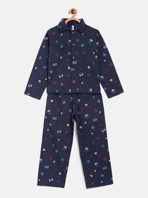

Stylo Bug Kids Navy Blue & Red Printed Night Suit SB-000210-02-03Y