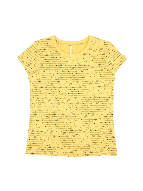 

POPPERS by Pantaloons Girls Yellow Printed V-Neck T-shirt
